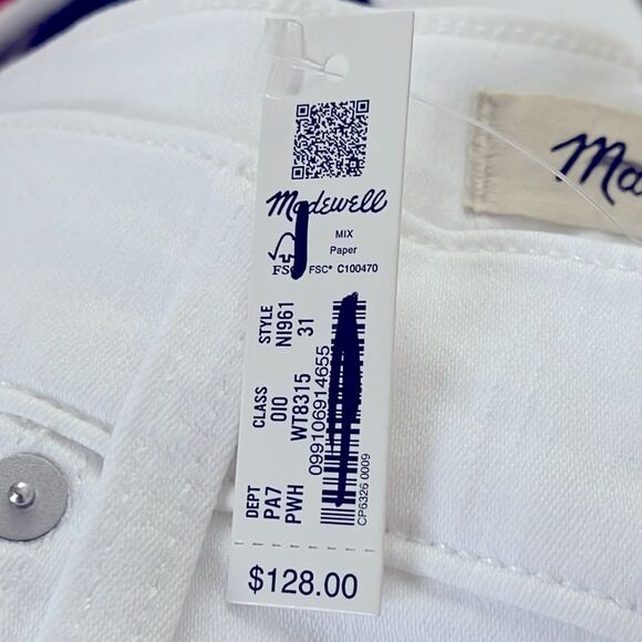 Madewell NWT Kick Out Crop Jeans Size 31 in Pure White - Picture 10 of 10